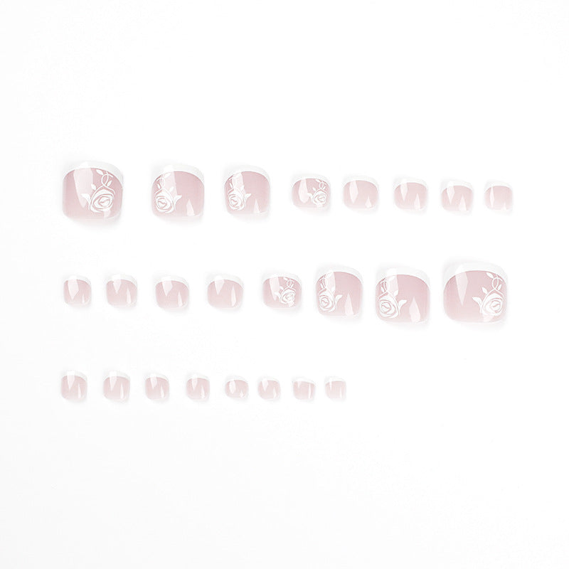 Uñas para pies con borde blanco, rosa francesa, venta al por mayor, uñas removibles｜365nails