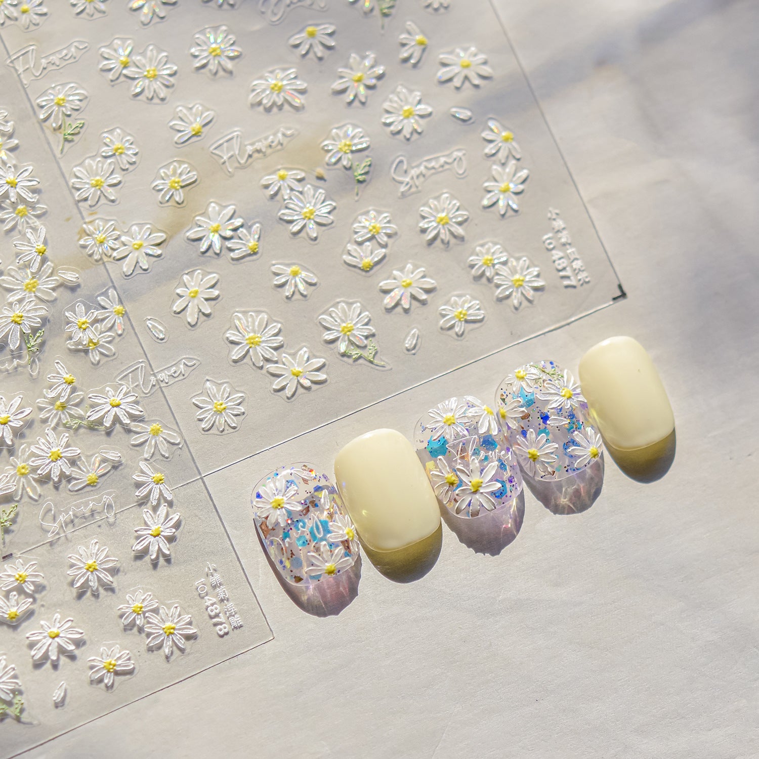 Daisy Spring Collection: "Fresh Daisy" – 3D Embossed Nail Sticker