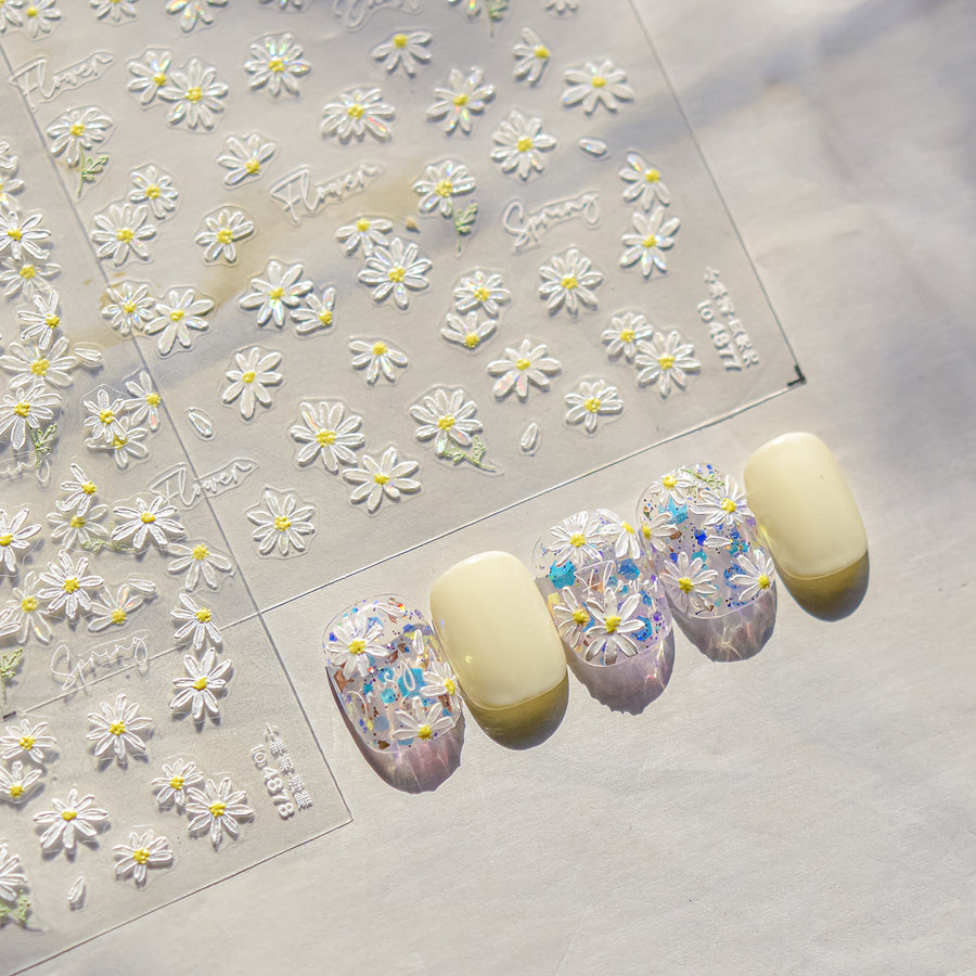 Daisy Spring Collection: "Fresh Daisy" – 3D Embossed Nail Sticker