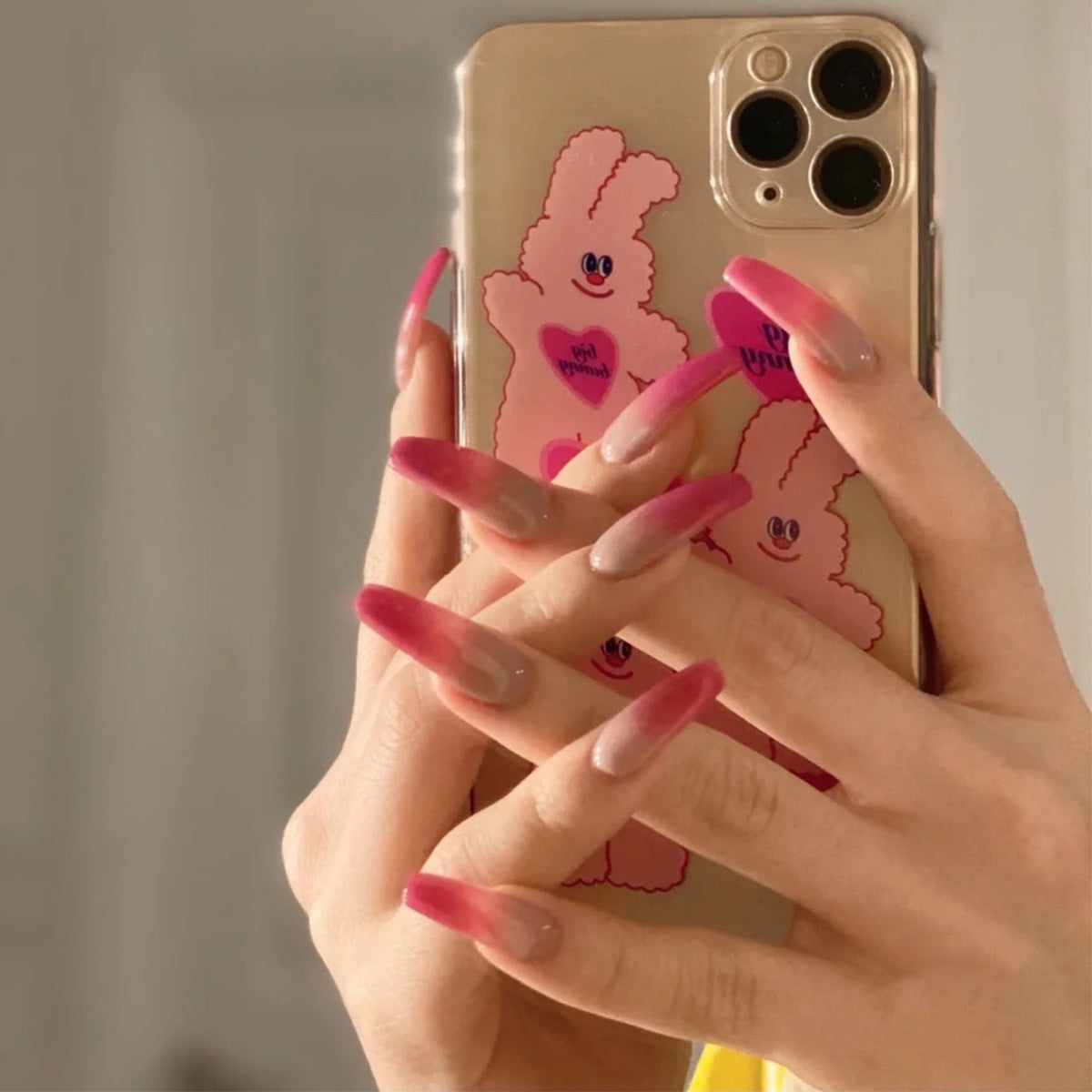 Uñas postizas con acabado de ballet, con cambio gradual de color baya, parche para uñas, pieza de uña extraíble | 365nails