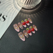 365nails: "Cherry Opulence" – 3D Handmade Almond Nails