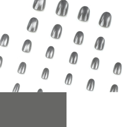 Nail art patch  cat eye nail piece gray   short fake nail summer｜365nails