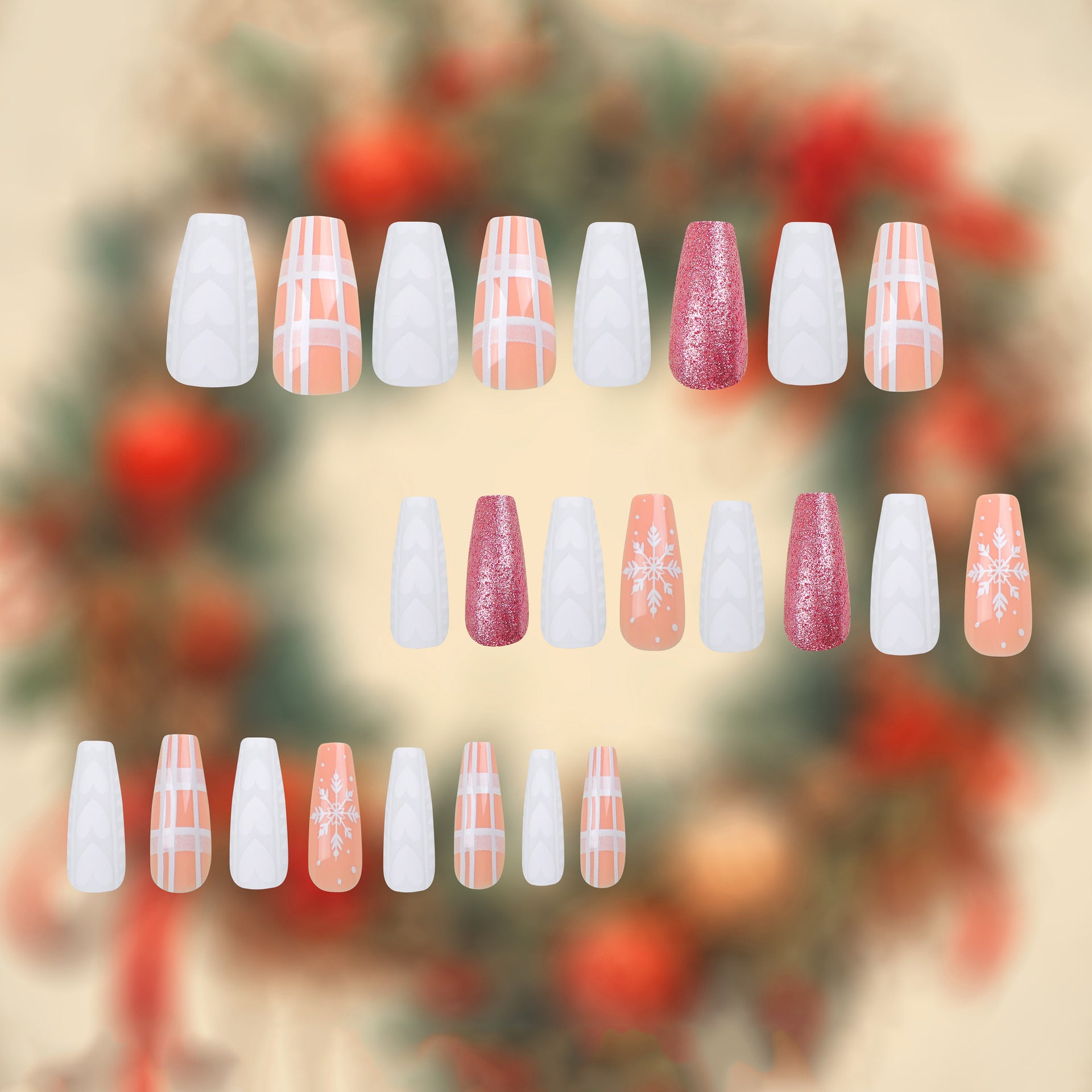 Vendas diretas da fábrica unhas postiças de Natal manicure unhas com lantejoulas adesivo press on unhas removíveis peça produto acabado atacado｜365nails