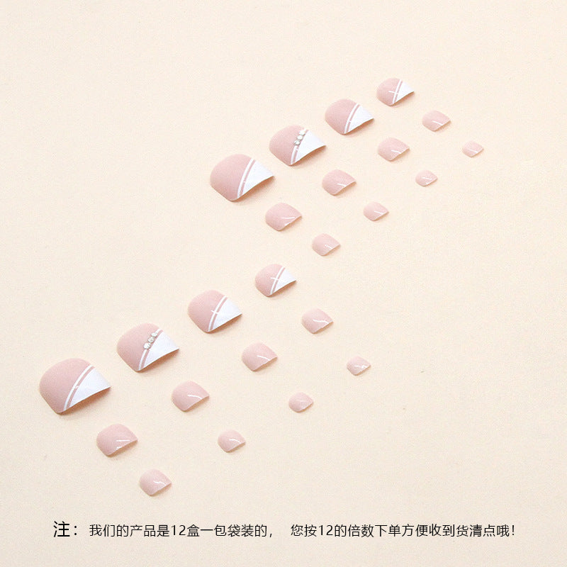 Modelo de uñas postizas francesas de triángulo biselado blanco, simples y puras, uñas postizas, caja de 24 piezas de arte de uñas.｜365nails