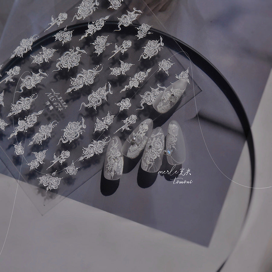 365nails: "Embossed Silver Rose" – nail art stickers