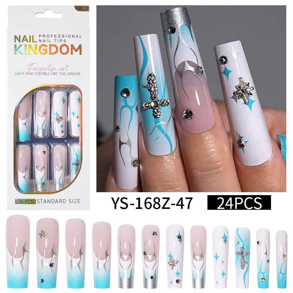 Long press on nails, French versatile patch nail art removable prefabricated fake nail press on nails piece