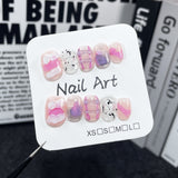 Cute short nail patch irregular watercolor pure handmade press-on nails wearable nail sticker wholesale｜365nails
