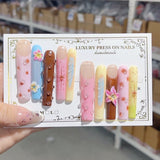 Sweet Amber Floral Gradient Crystal Art Press On Nail Set