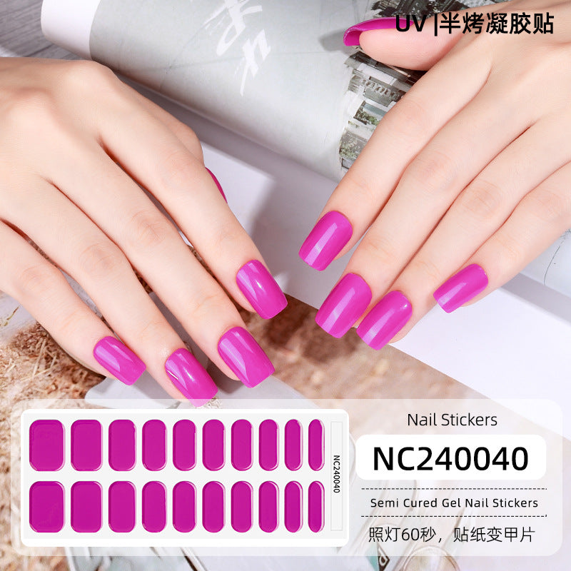 Semi-Cured Gel Nail Strips Pure Color Vibrant Multi-Shade Glossy Set (MOQ=3)
