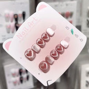 365nails:「霧玫瑰貓眼愛心」手工製足部穿戴甲