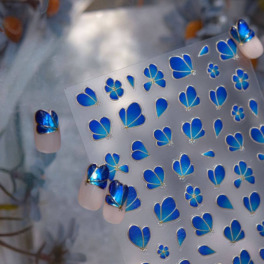 365nails: 블루 그라데이션 나비 날개 네일 아트 스티커