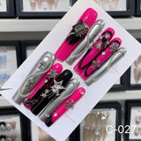 Extra Long 5.5cm Water Pipe Press-On Nails | Handmade Collection | Round Shape