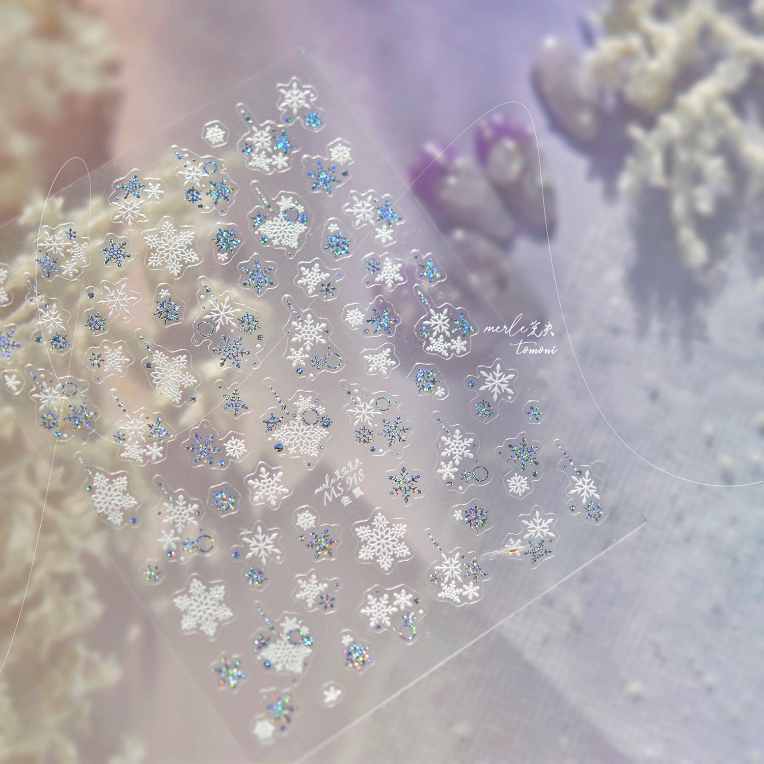 White Snowflake Winter Collection: "Frosty Elegance" – 3D Embossed Nail Sticker