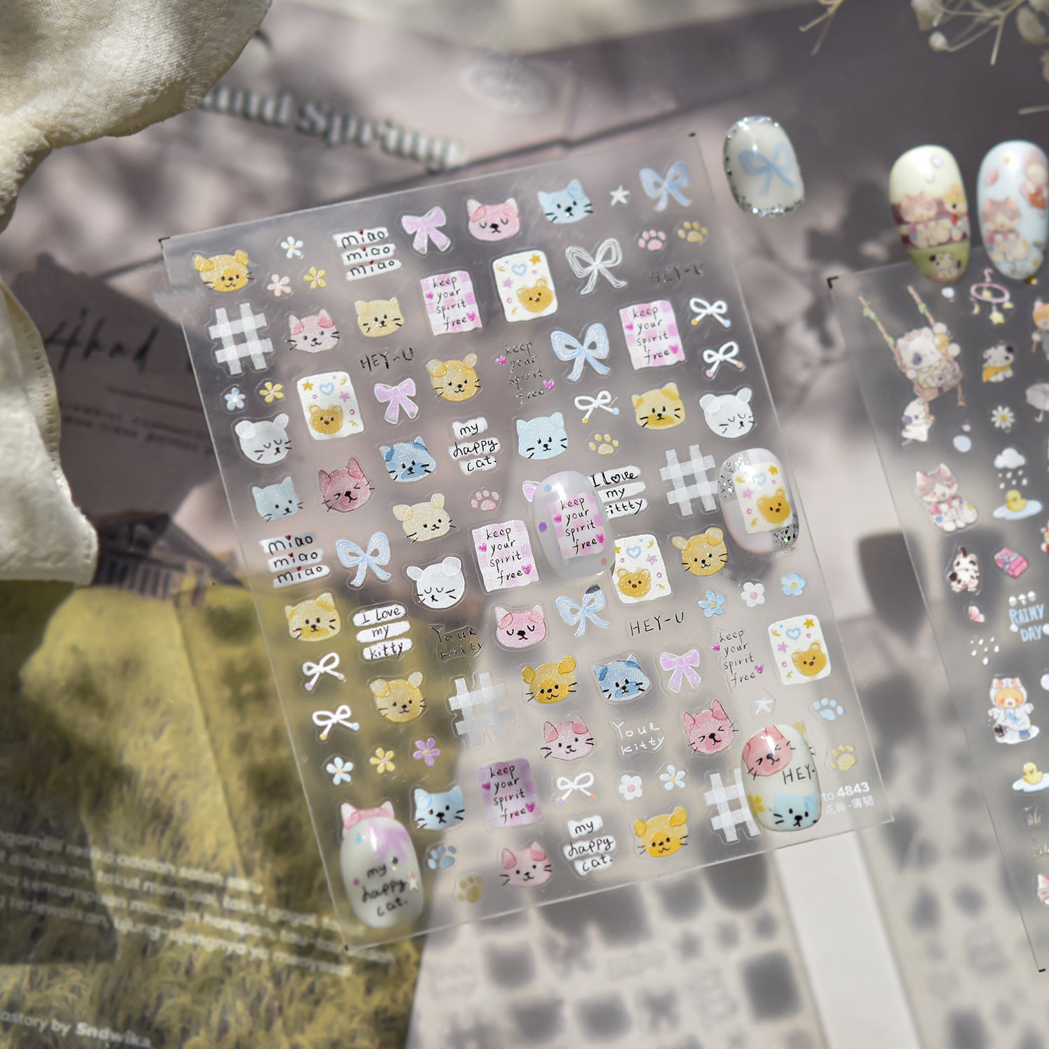 365nails: "Cute Cartoon Cat" – nail art stickers
