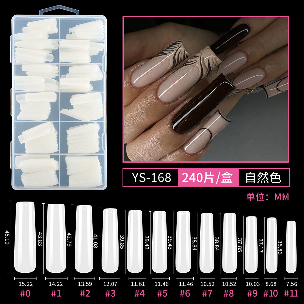 Nail Tips semi-full sticker, light sticker, extended water pipe nail 240 pieces XXXL thin dog transparent manicure patch fake nail