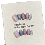 365nails: "Crystal Velvet" – 5D Textured Cat Eye Handmade Almond Nails