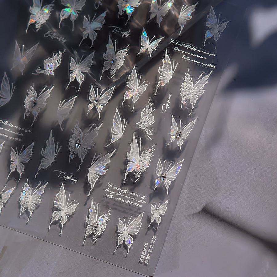 365nails: 무지갯빛 크리스탈 나비 – 네일 아트 스티커