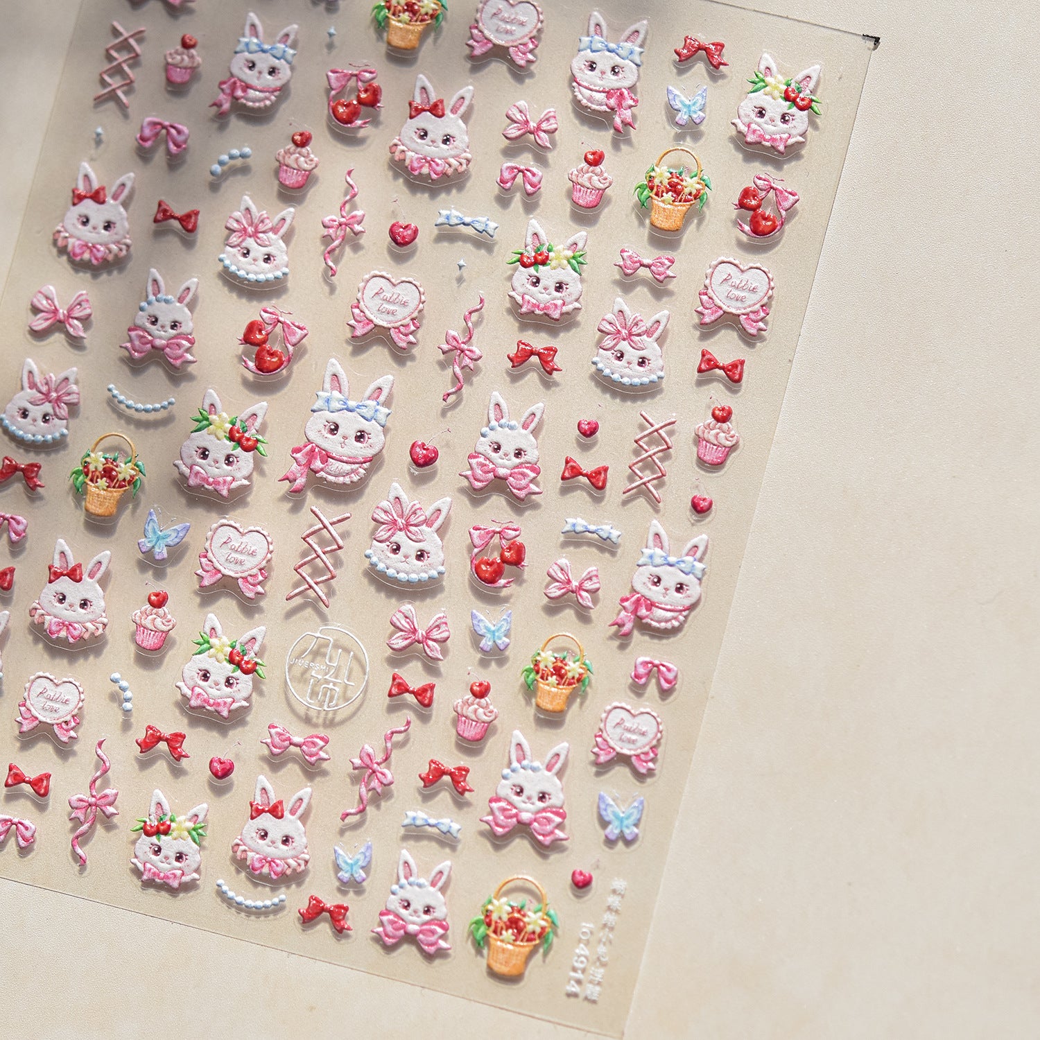 365nails: "Cute Pink Bunny & Bow" – nail art stickers