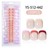 Nail Tips press on nails  explosion five-color French manicure glossy high-end square removable patch fake nail nail piece