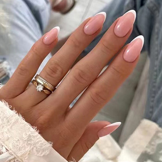 unhas postiças atacado simples borda branca manicure francesa patch unhas postiças atacado unhas postiças prensadas｜365nails