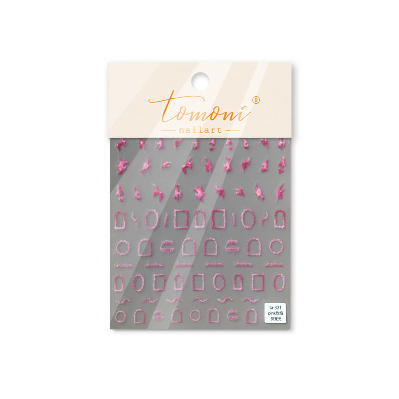Black Pink Shell Nail Stickers – 5D Embossed Edgy Glam Set