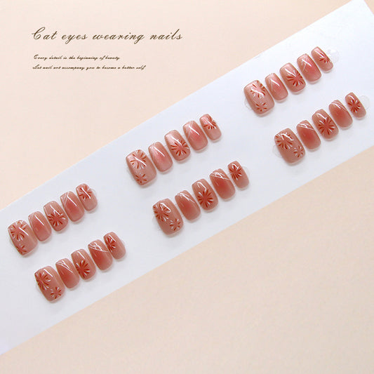 Nail Tips  prefabricated nail gorgeous fireworks cat eye gentle girl versatile  ins wind removable manicure 30 pieces｜365nails