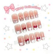 Kitty Collection: "Hello Kitty French" – Short Square Press-On Nails
