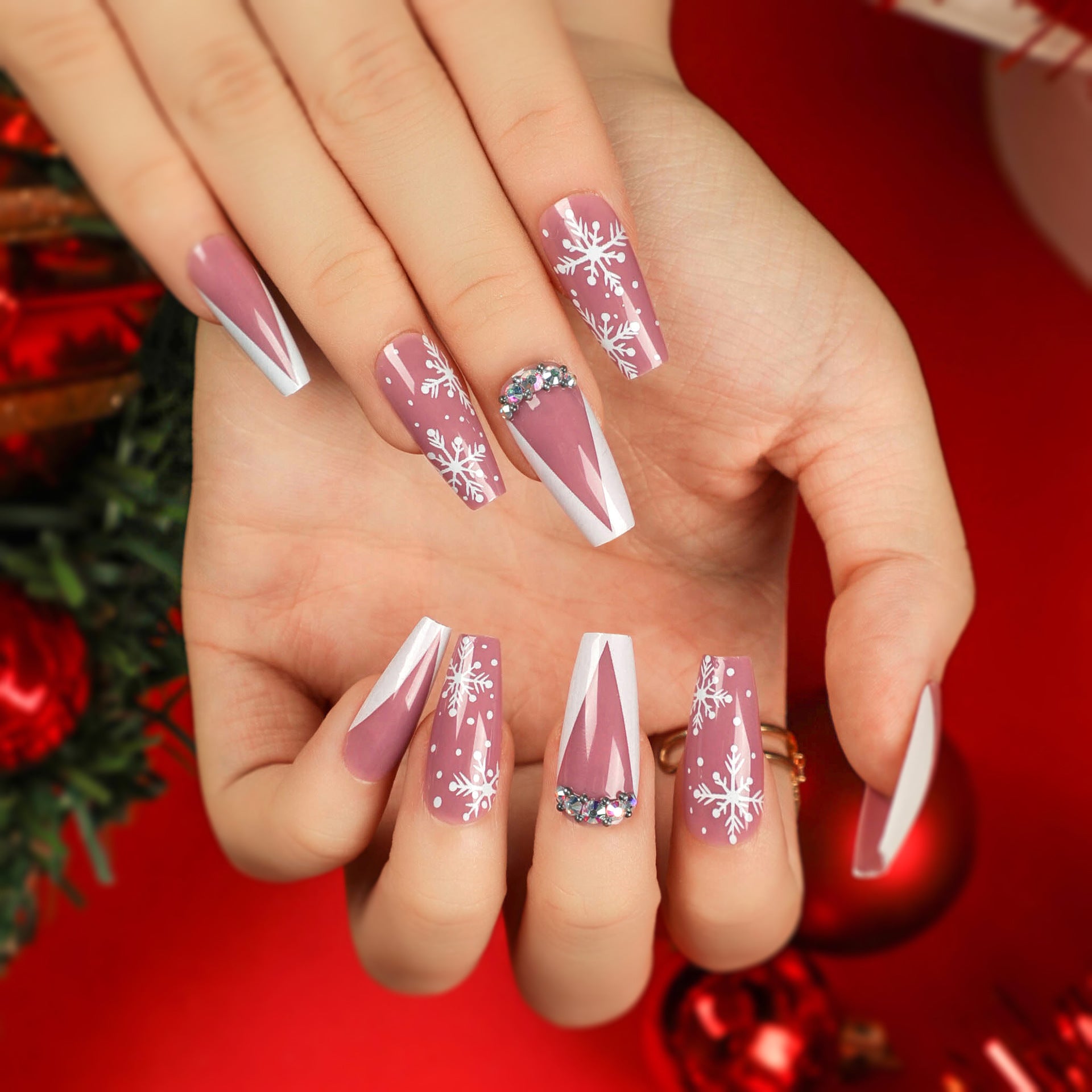 Christmas candy fake nails wholesale short nails art patch finished nails sticker press on nails removable｜365nails