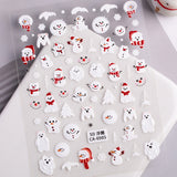 Cute Christmas Snowman Nail Art Sticker 5D Embossed Three-dimensional Santa Claus Elk Nail Sticker Ornament CA