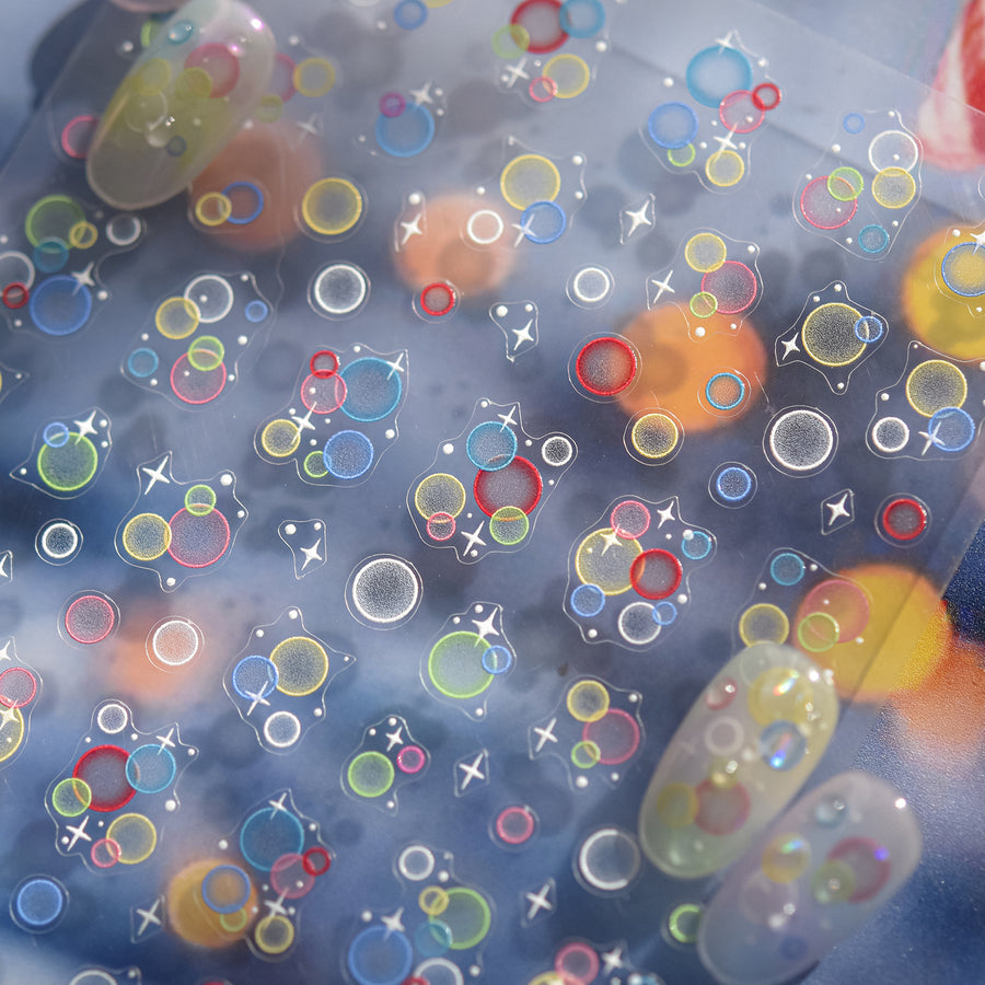 Iridescent Bubble Dots: "Dreamy Holographic Bubble" – 5D Embossed Nail Sticker