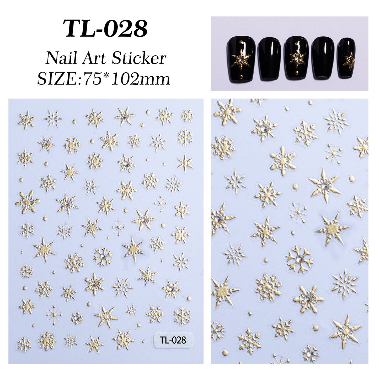 Crystal Diamond Hot Silver Snowflake Nail Art Sticker 5D Embossed Three-dimensional Hot Stamping Snowflake DIY Nail Sticker Jewelry TL