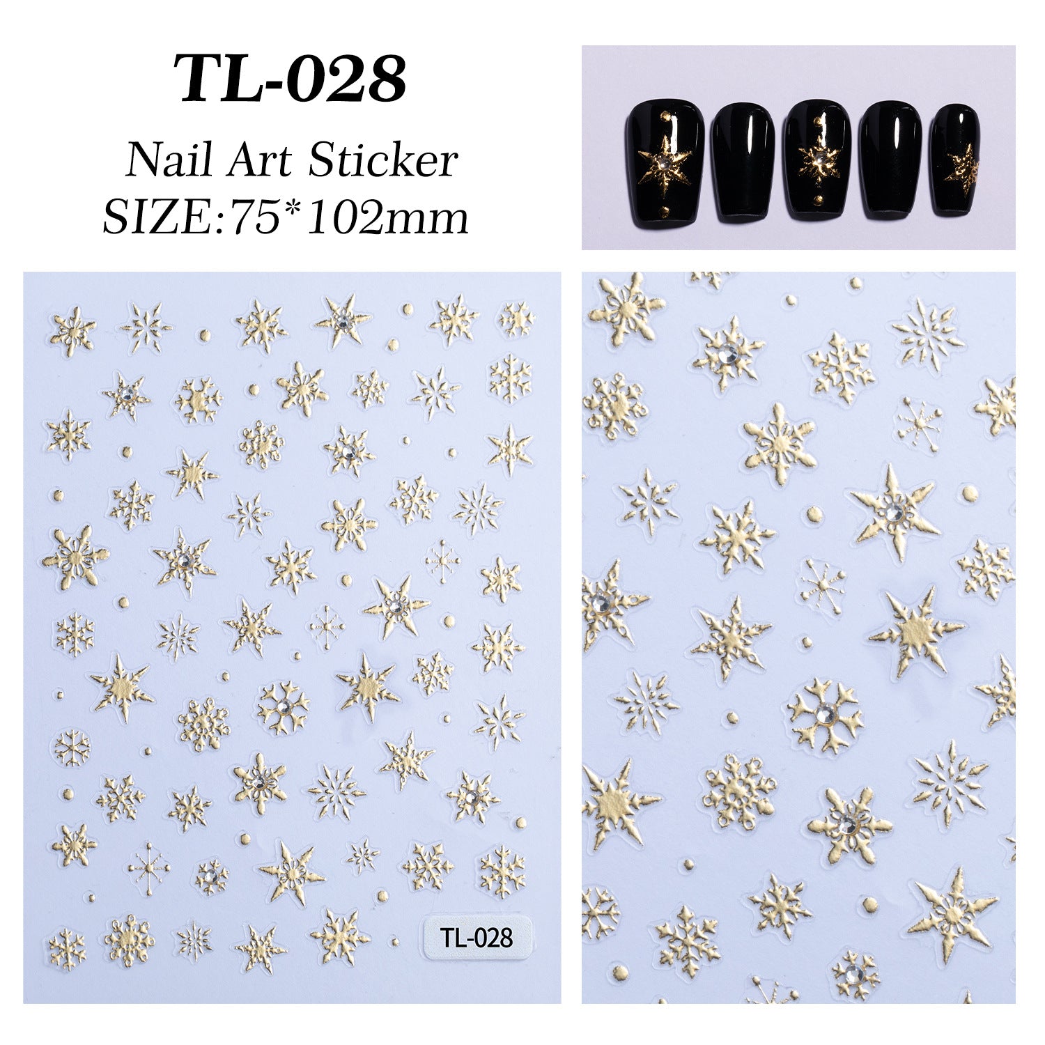 Sticker pour ongles flocon en cristal diamant argenté 5D en relief — estampage à chaud, DIY (modèle TL)