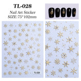 Crystal Diamond Hot Silver Snowflake Nail Art Sticker 5D Embossed Three-dimensional Hot Stamping Snowflake DIY Nail Sticker Jewelry TL
