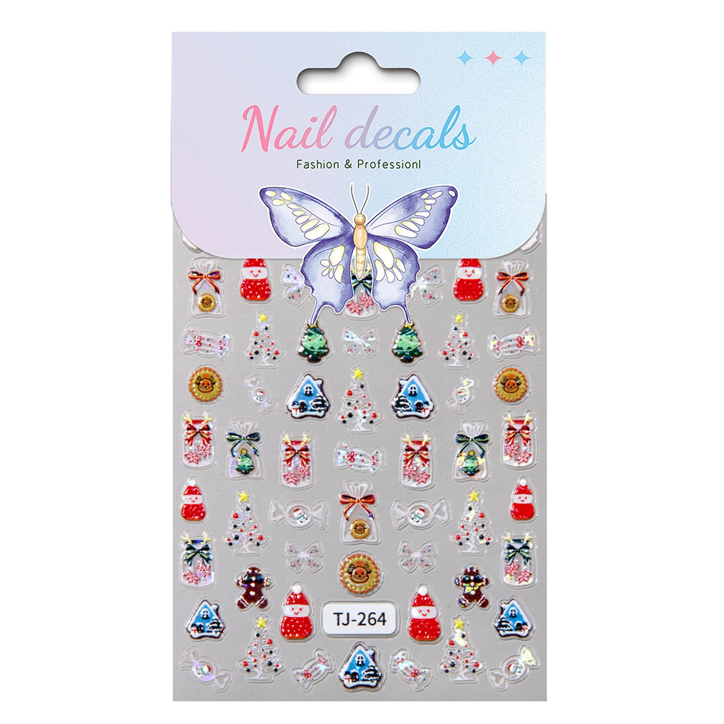 Aurora Christmas Nail Art Sticker 5D Embossed Three-dimensional Christmas Tree Snowman DIY Nail Sticker Ornament TJ