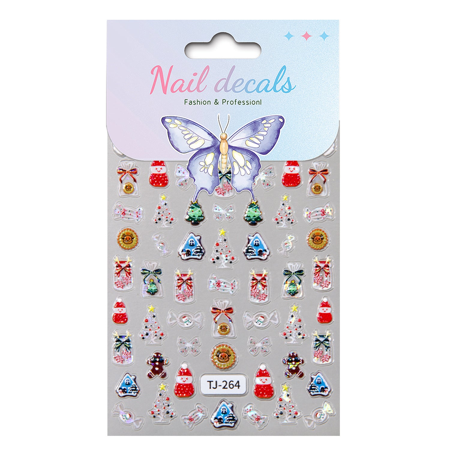 Aurora Christmas Nail Art Sticker 5D Embossed Three-dimensional Christmas Tree Snowman DIY Nail Sticker Ornament TJ