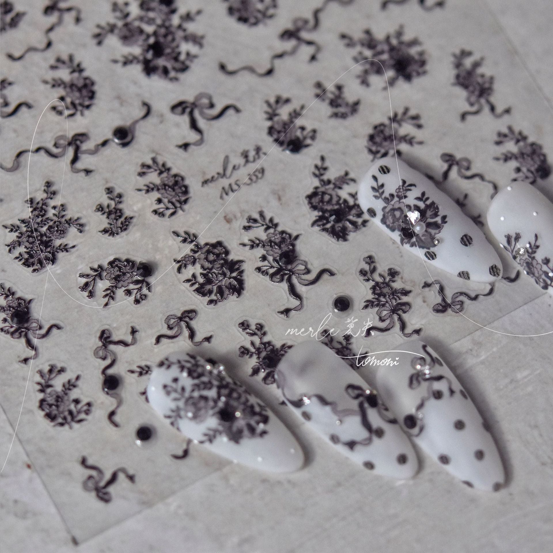 Bridal Floral: "White Crystal Emboss" – 3D Embossed Nail Sticker