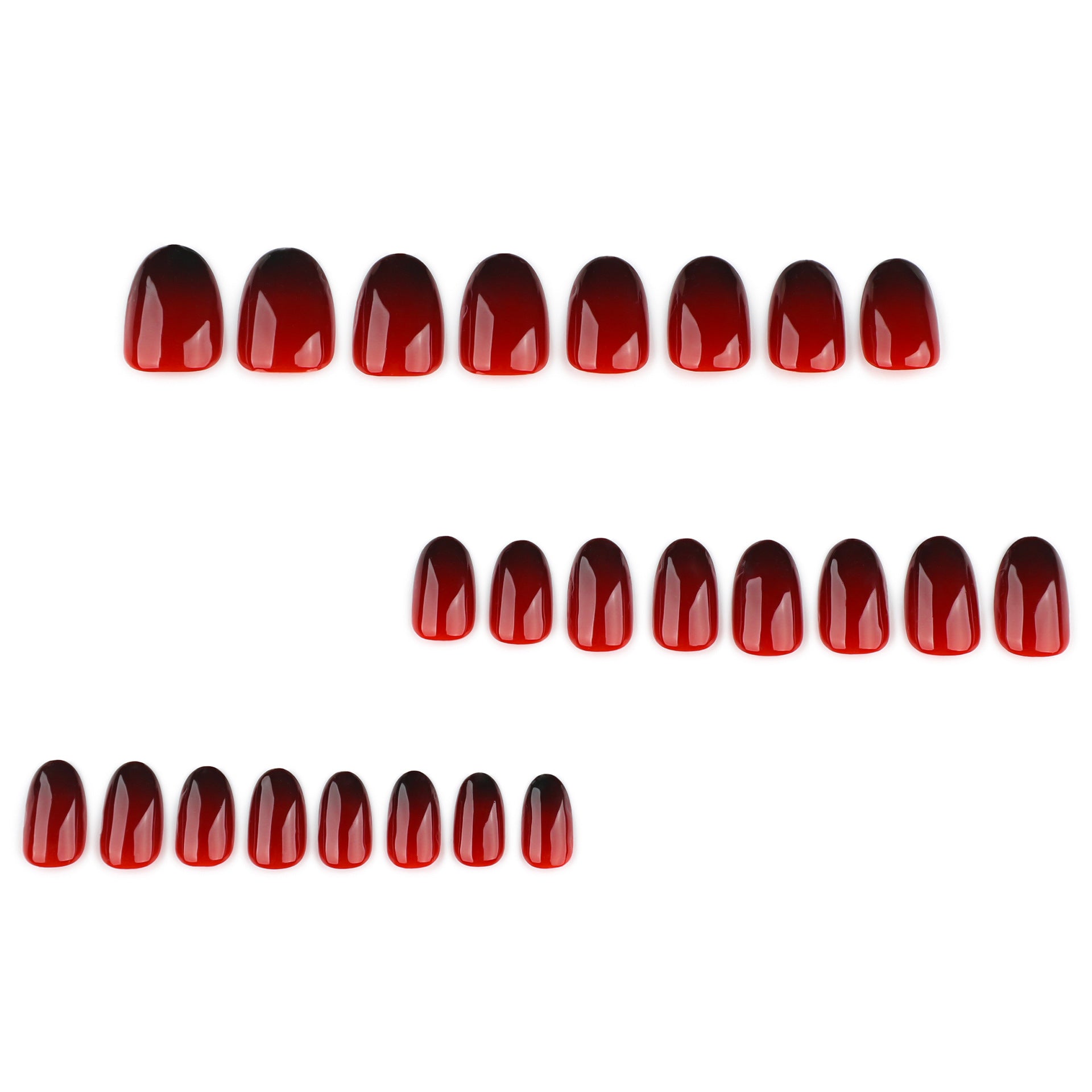 Y2k gothic red and black gradual change short circle press-on nails