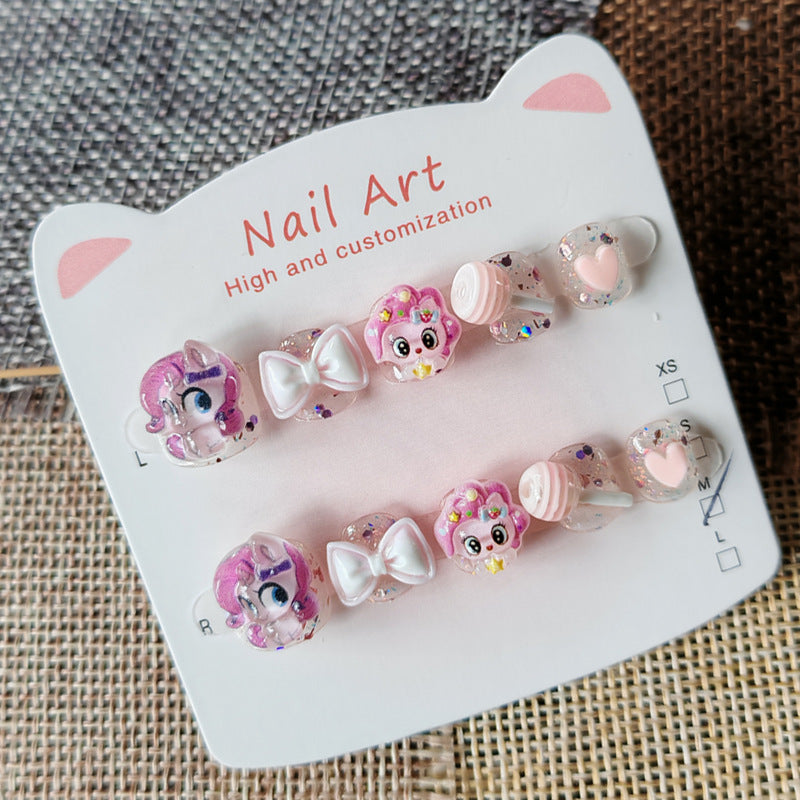 365nails: "pink pony 3d charms" – handmade press-on pedicure