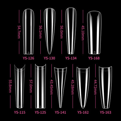 Nail Tips semi-full sticker, light sticker, extended water pipe nail 240 pieces XXXL thin dog transparent manicure patch fake nail
