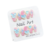 Uñas postizas hechas a mano con efecto degradado en color rosa hielo, parches cortos, pegatinas para uñas lindas y fáciles de usar, venta al por mayor | 365nails
