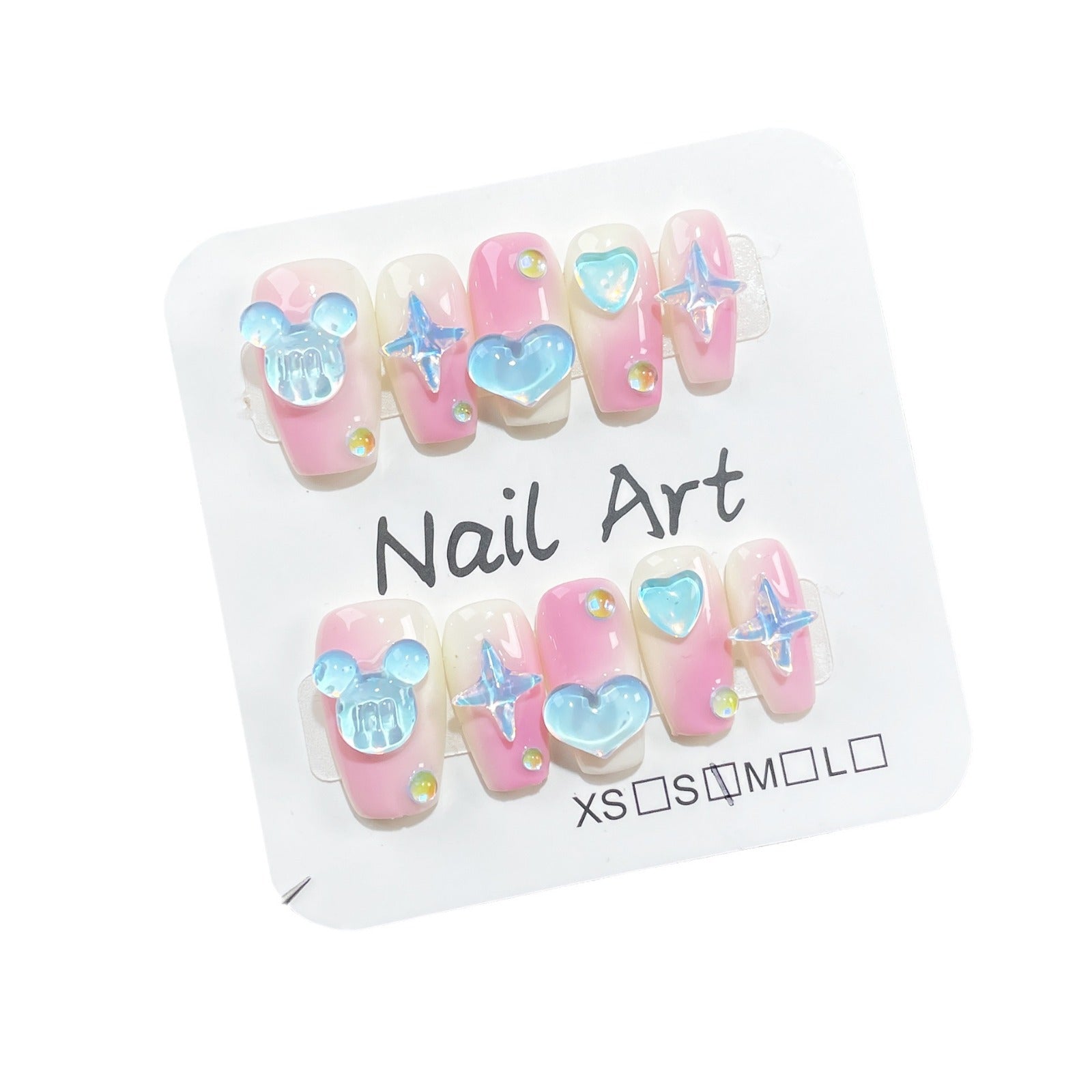 Uñas postizas hechas a mano con efecto degradado en color rosa hielo, parches cortos, pegatinas para uñas lindas y fáciles de usar, venta al por mayor | 365nails