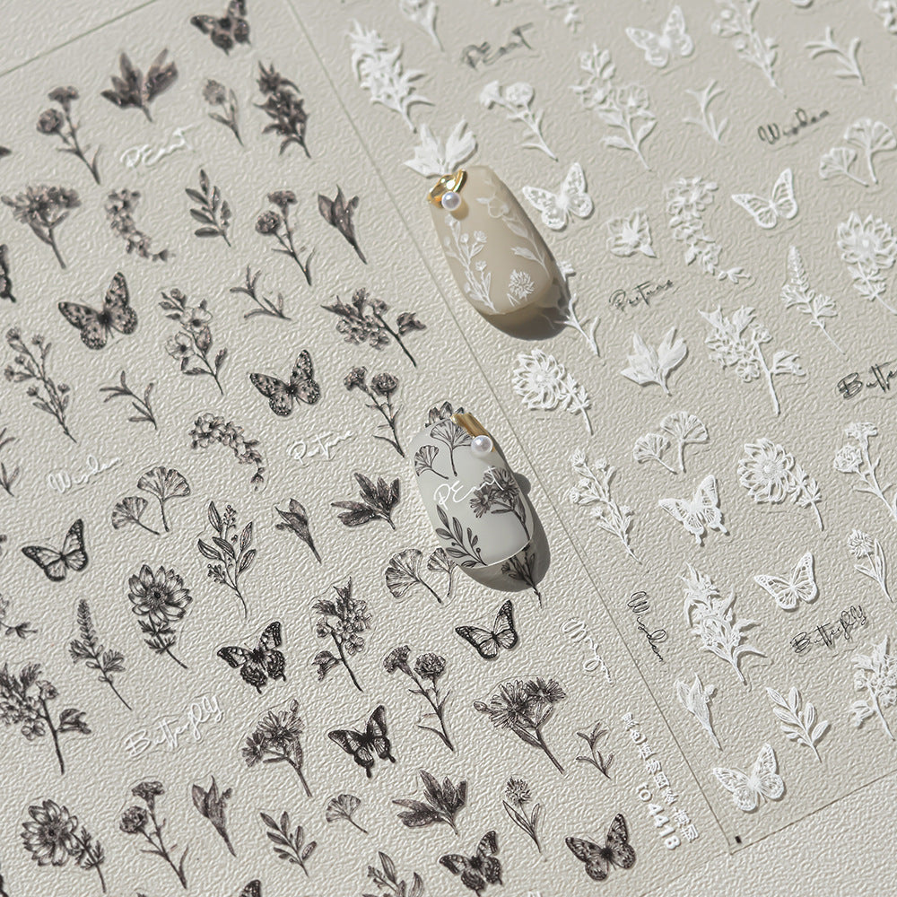 365nails: "Indigo Botanical Sketch" – nail art stickers