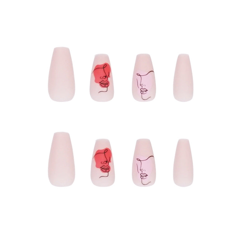 抽象人臉系列 塗鴉色塊線條穿戴甲 成品批發｜365nails
