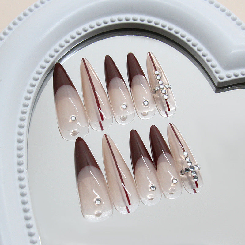 Angola red flash French cross atmosphere   removable nail art piece press-on nails 24 pieces｜365nails