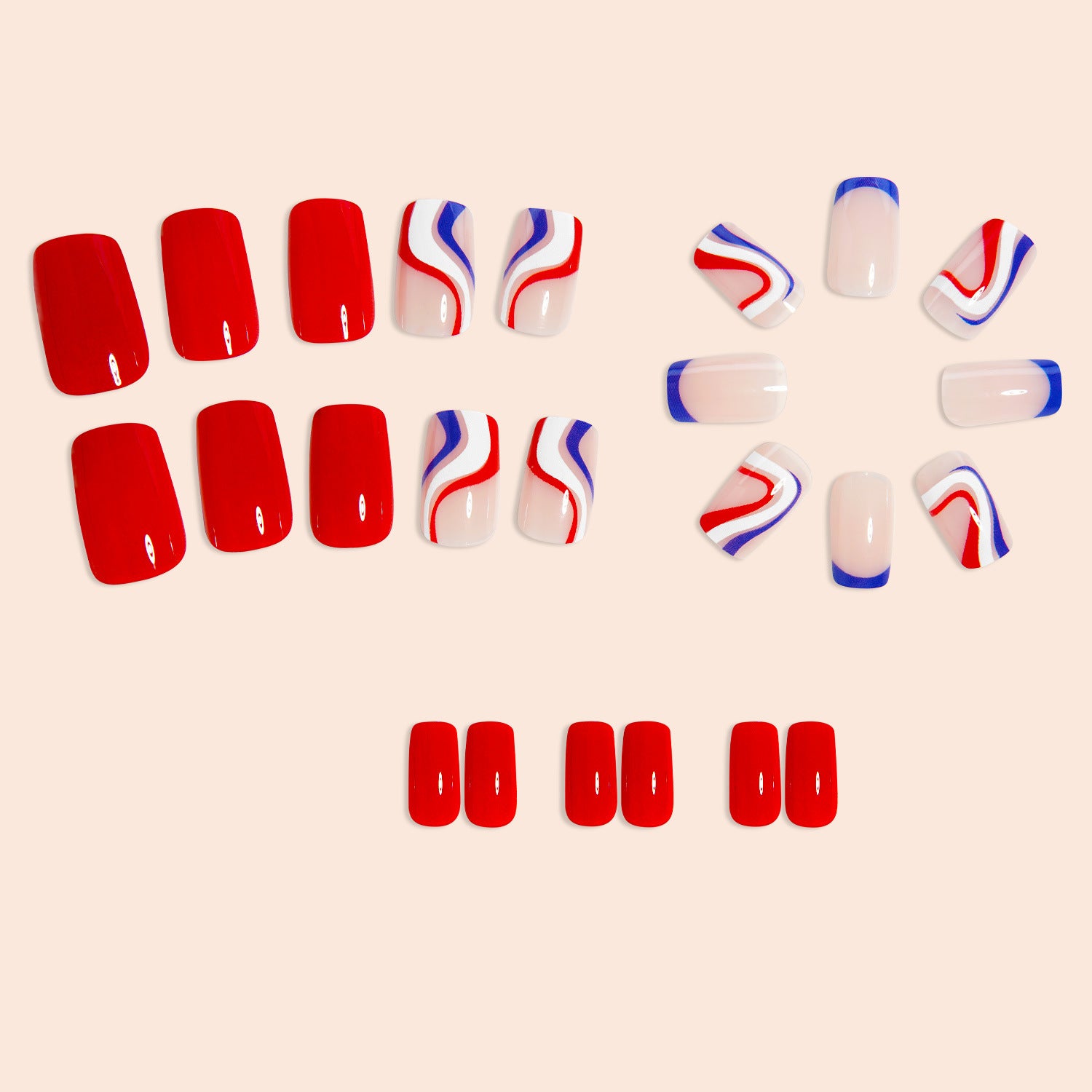 365nails: Independence Day Dynamic Swirl Press-On Nails