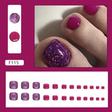 Modelos de uñas de los pies a presión de verano, manicura morada con un toque de color sólido, manicura de chica encantadora, manicura con manicura y pedicura, uñas postizas | 365nails