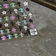Colorful Cross Nail Stickers – 5D Embossed Gothic & Sweet Set