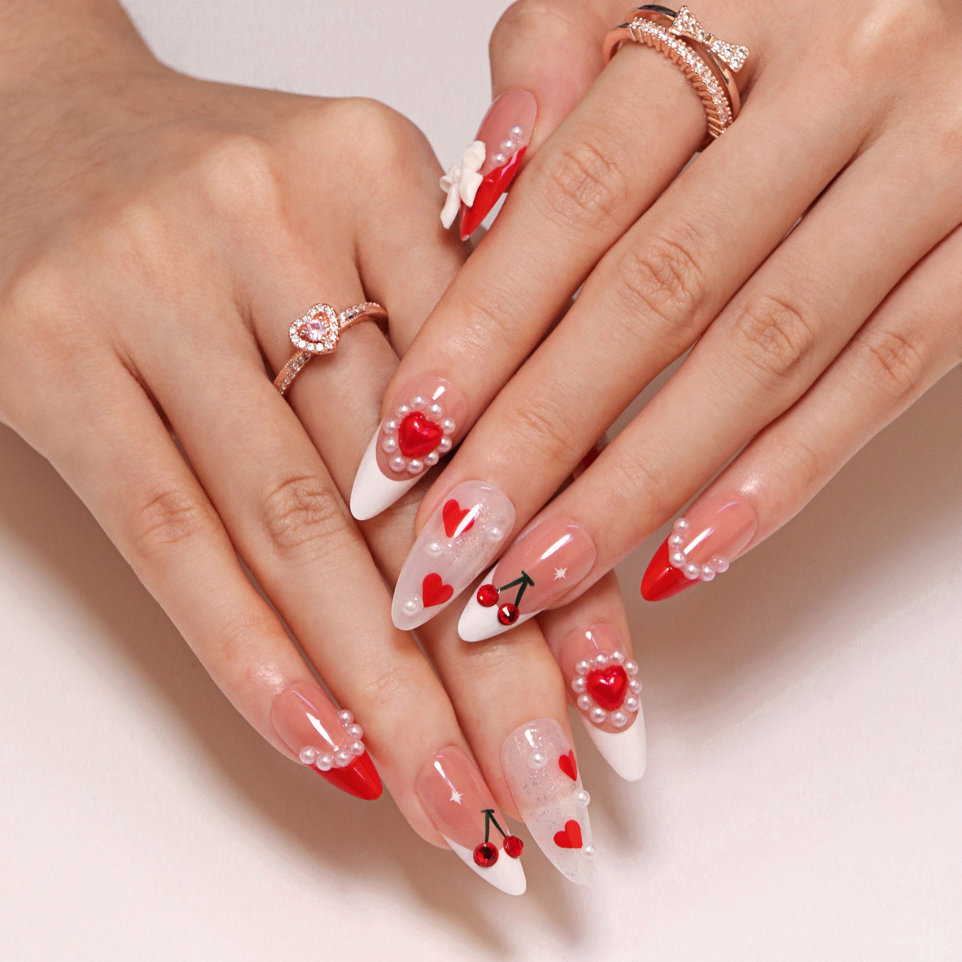 Sweetheart Cherry & Bow Press-On Nails