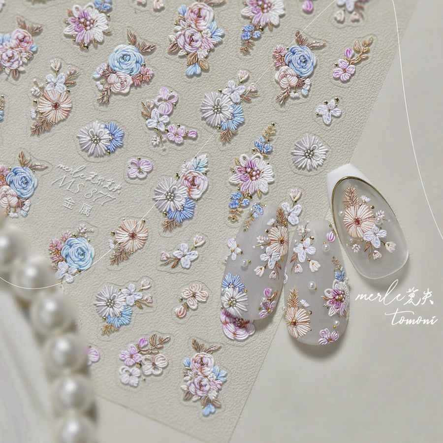 Vintage Floral Bouquet – Elegant Bridal Nail Art Stickers