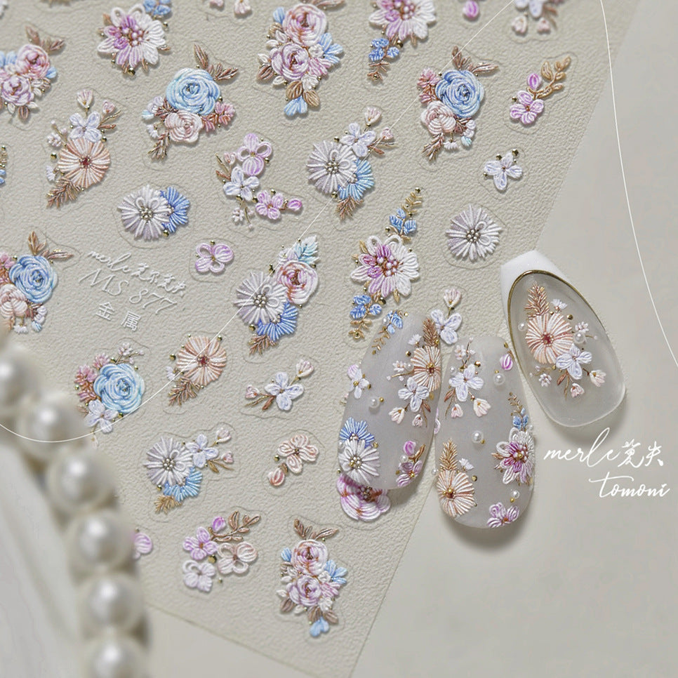 Vintage Floral Bouquet – Elegant Bridal Nail Art Stickers